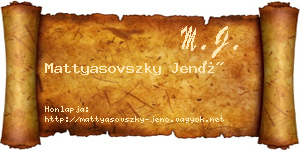 Mattyasovszky Jenő névjegykártya